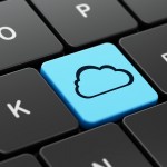 Cloud technology concept: Cloud on computer keyboard background